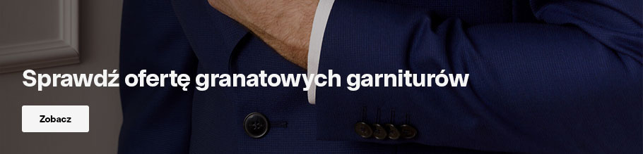 Sprawdź ofertę granatowych garniturów - infografika.