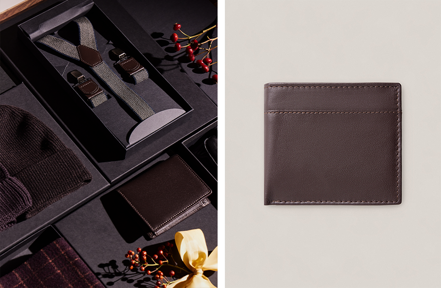 Kolaż zdjęć: świąteczne akcesoria i portfel Bytom.