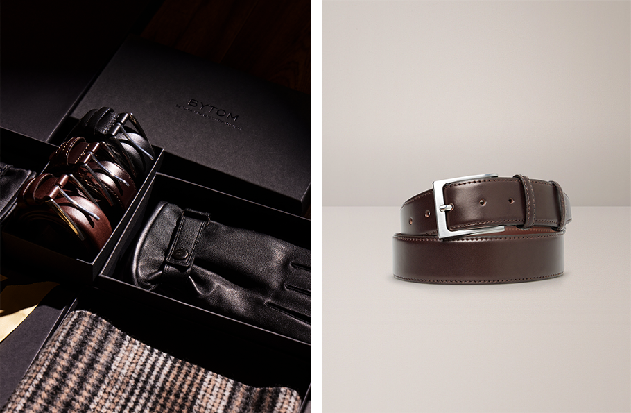 świąteczny zestaw akcesoriów Bytom z paskiem - kolaż zdjęć.