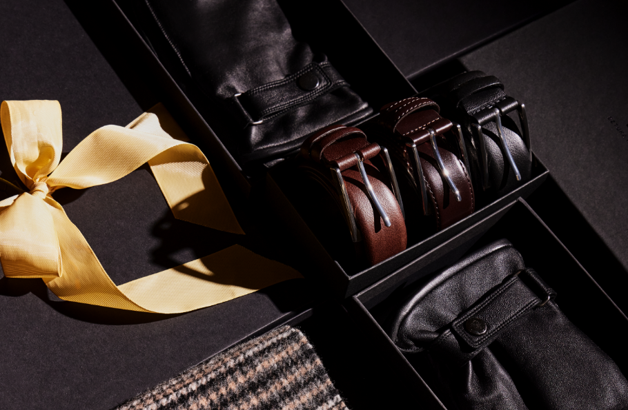 Świąteczny zestaw trzech skórzanych krawatów