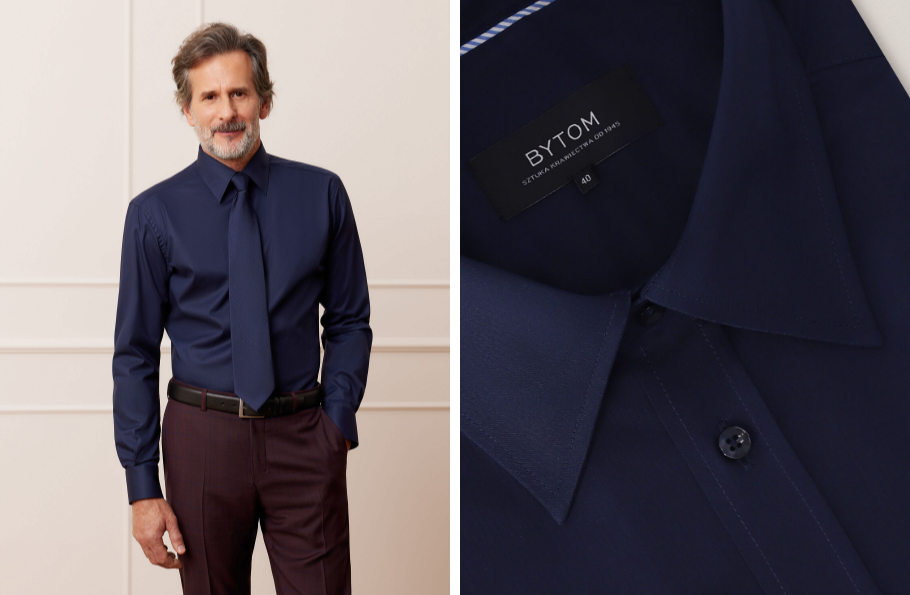 GRANATOWA KOSZULA HAGA DŁUGI RĘKAW