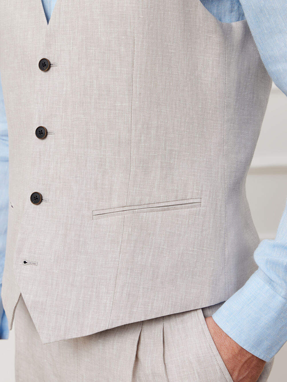 BEŻOWA KAMIZELKA DO GARNITURU - MIKSUJ I ŁĄCZ - 5