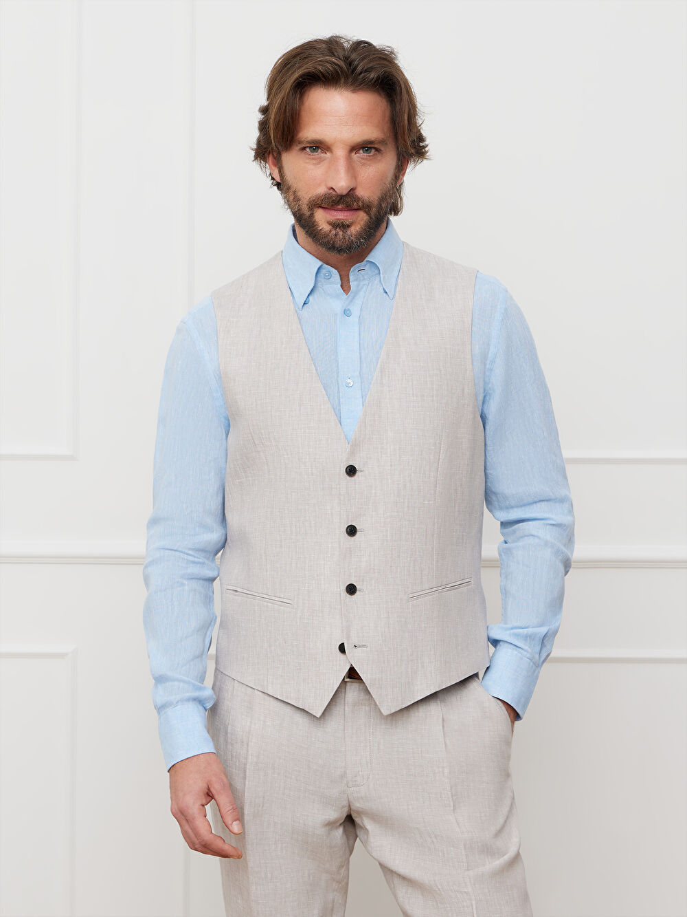 BEŻOWA KAMIZELKA DO GARNITURU - MIKSUJ I ŁĄCZ