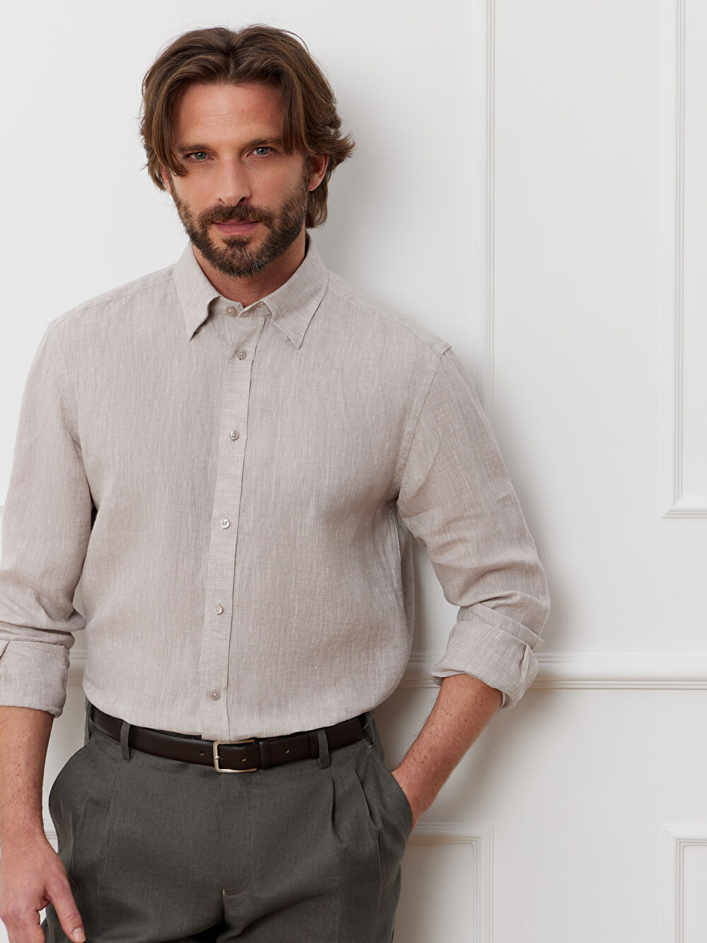 BEŻOWA KOSZULA CAPRI DŁUGI RĘKAW - 7