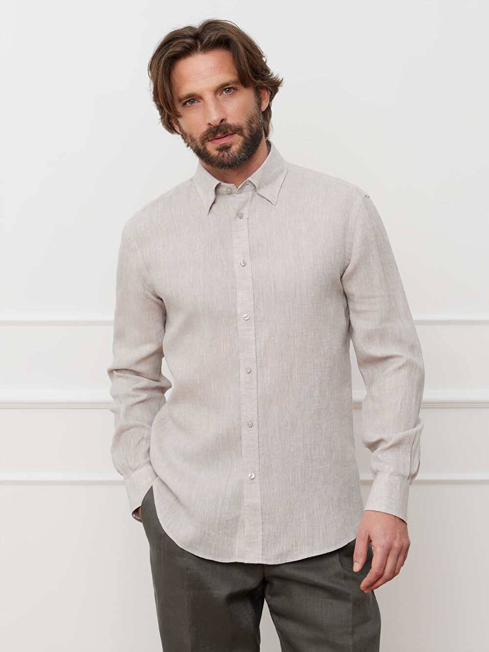 BEŻOWA KOSZULA CAPRI DŁUGI RĘKAW