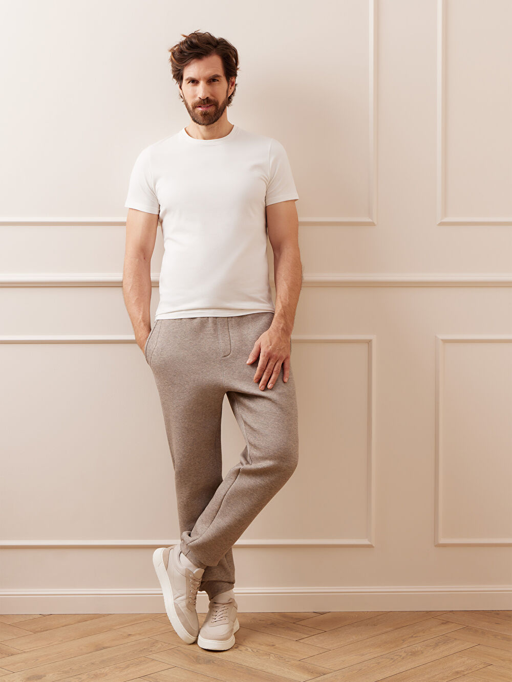 BEŻOWE SPODNIE DRESOWE SAMONETON - 7