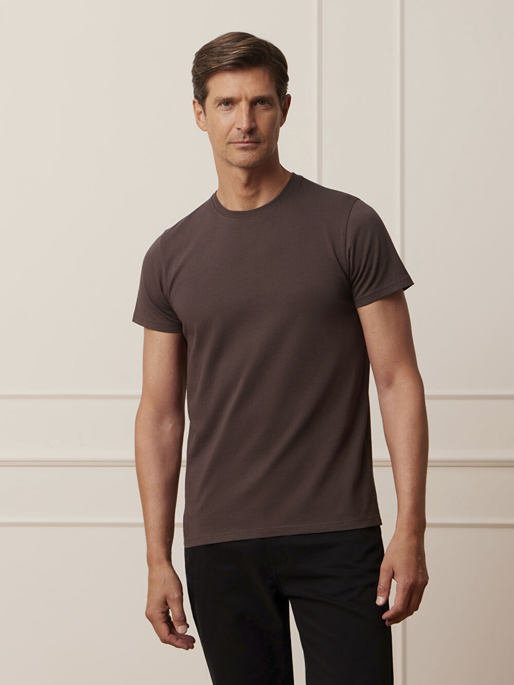 BRĄZOWY T-SHIRT LUCTON - 4