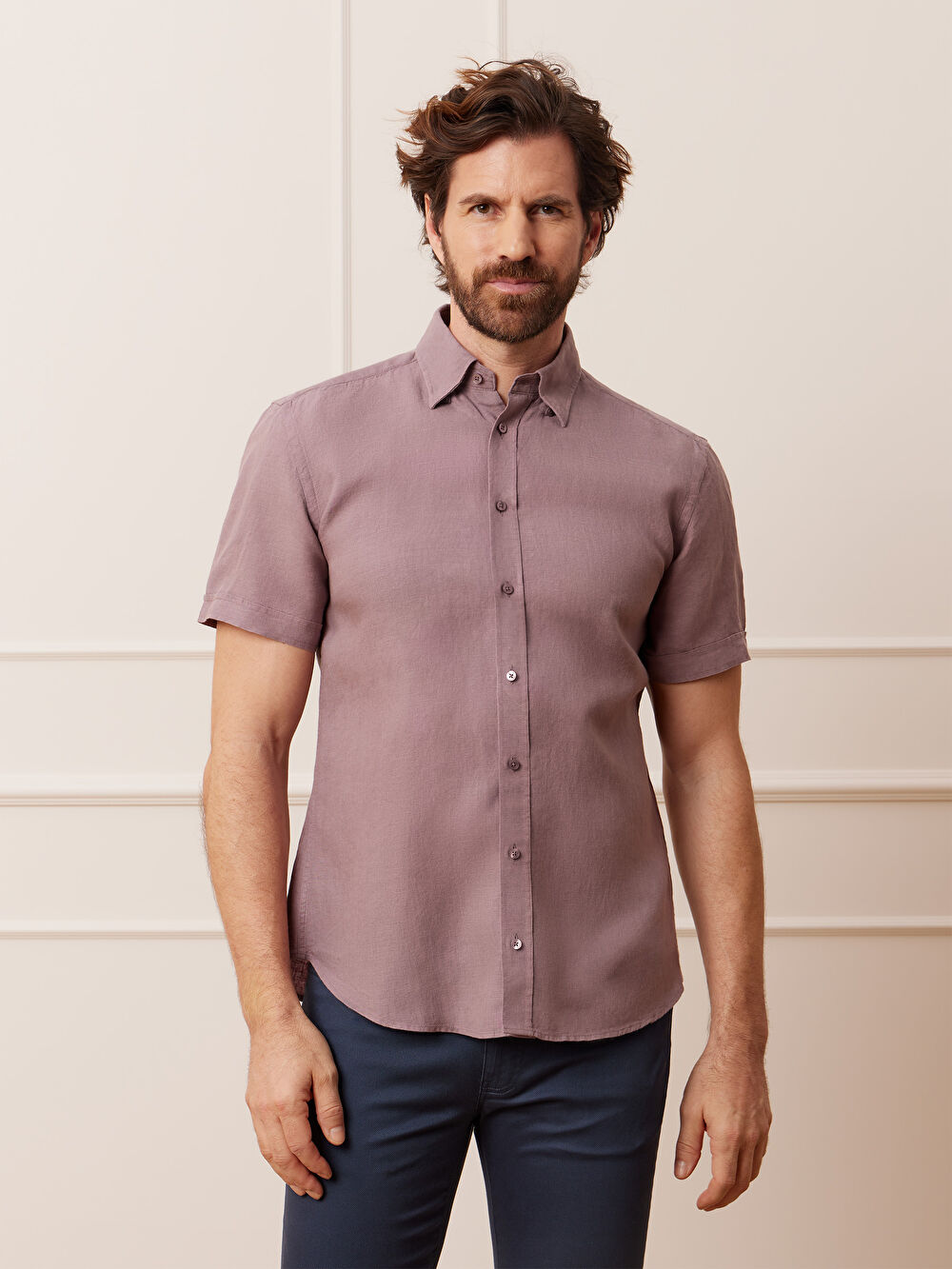 FIOLETOWA KOSZULA CAPRI KRÓTKI RĘKAW