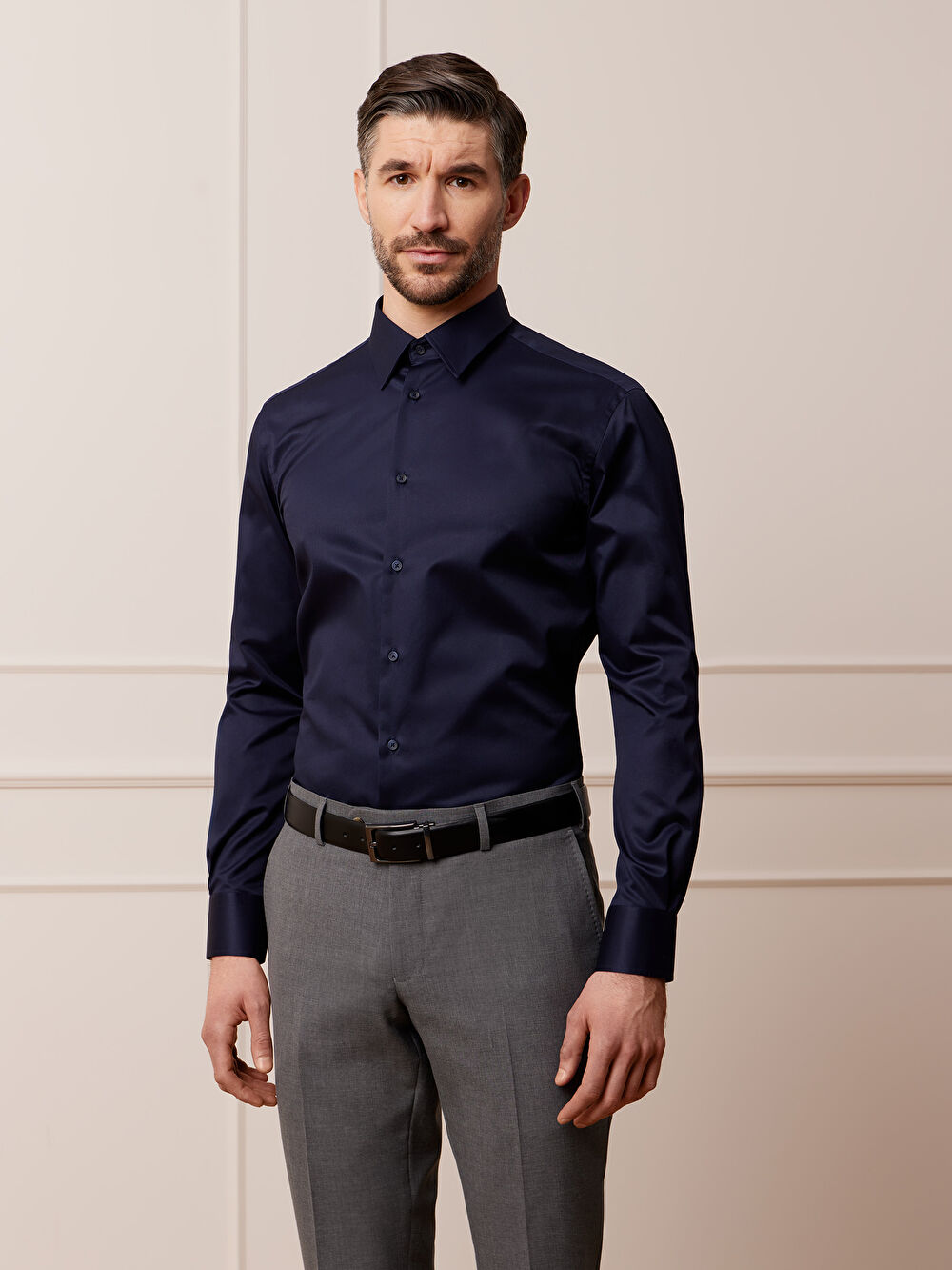 GRANATOWA KOSZULA MONACO DŁUGI RĘKAW - 4