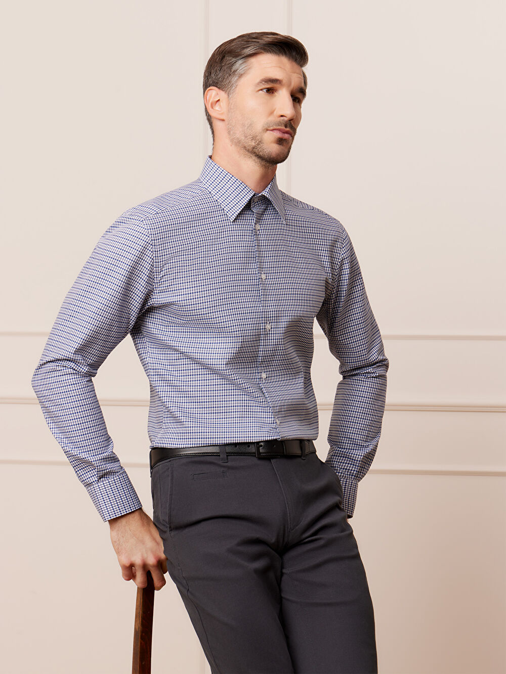 GRANATOWA KOSZULA HAGA DŁUGI RĘKAW - 7