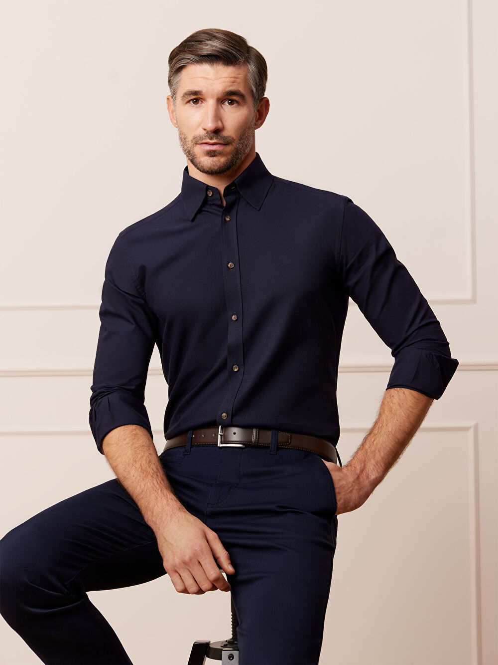 GRANATOWA KOSZULA CAPRI DŁUGI RĘKAW - 7