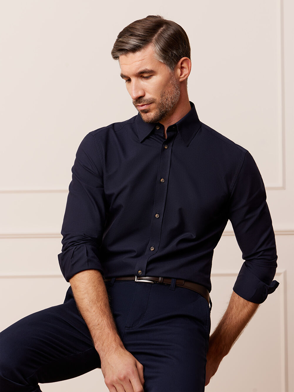 GRANATOWA KOSZULA CAPRI DŁUGI RĘKAW - 8