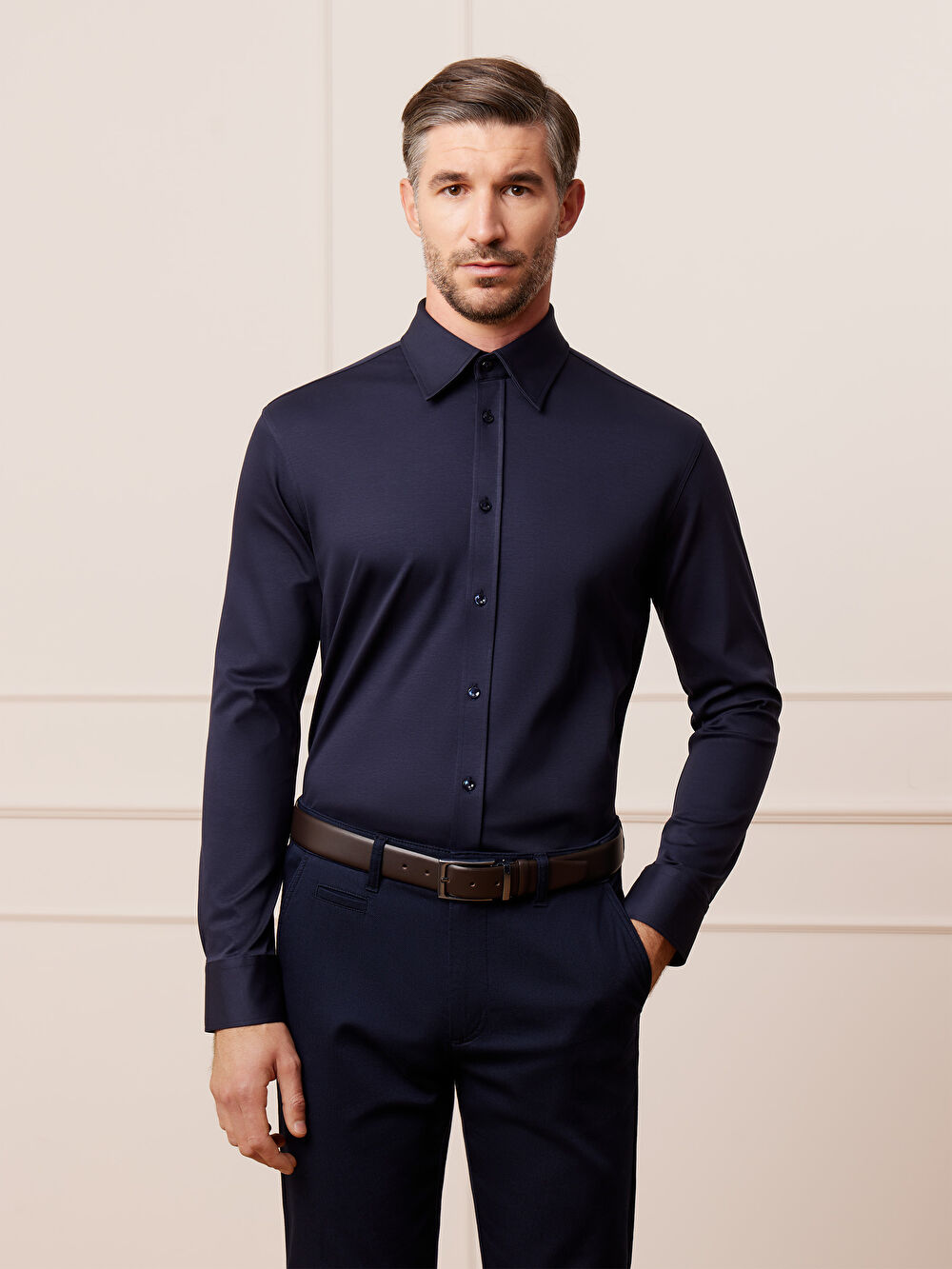 GRANATOWA KOSZULA CAPRI DŁUGI RĘKAW