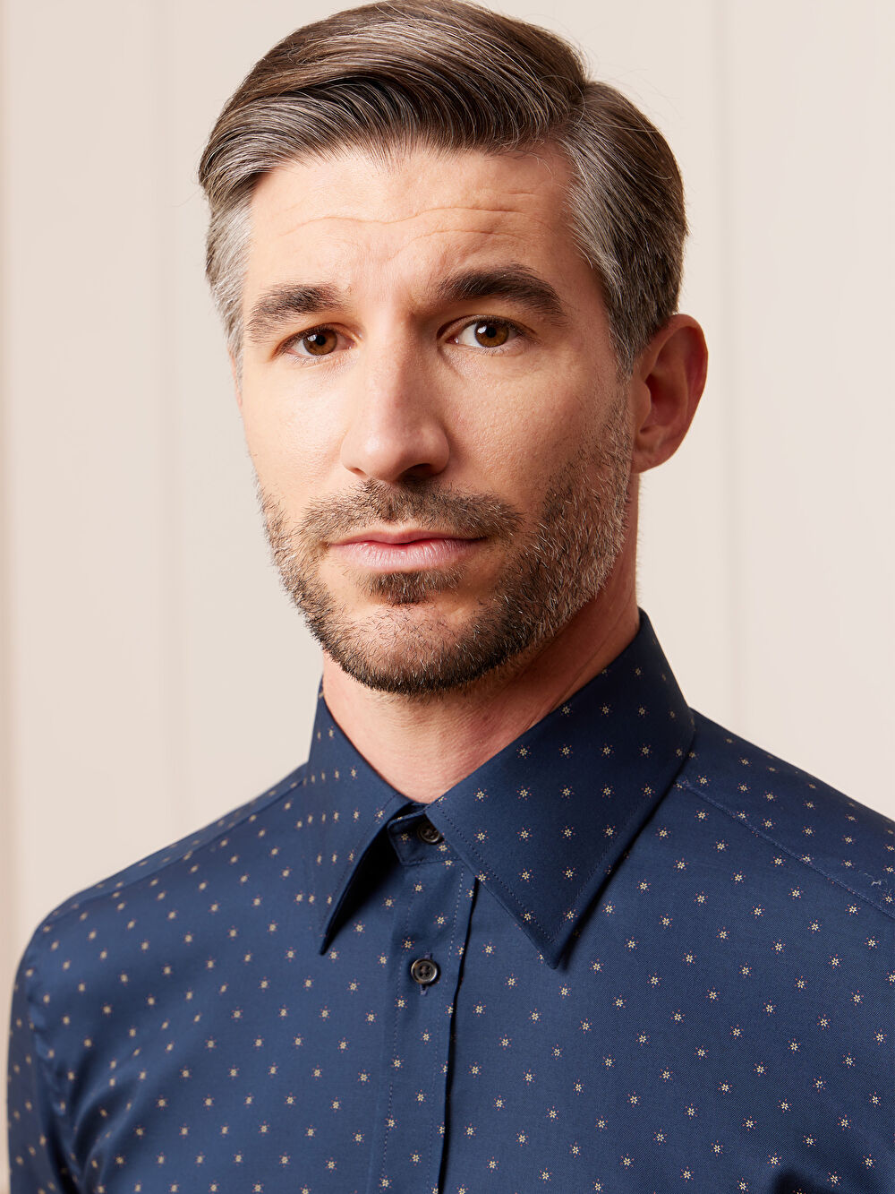 GRANATOWA KOSZULA HAGA DŁUGI RĘKAW