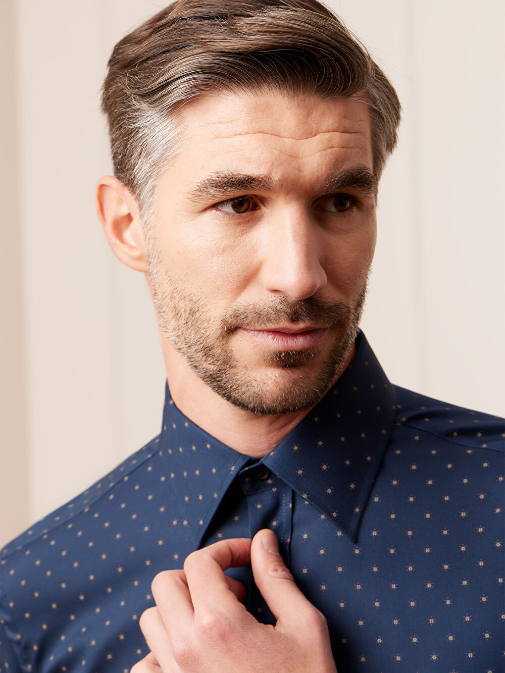 GRANATOWA KOSZULA HAGA DŁUGI RĘKAW - 4