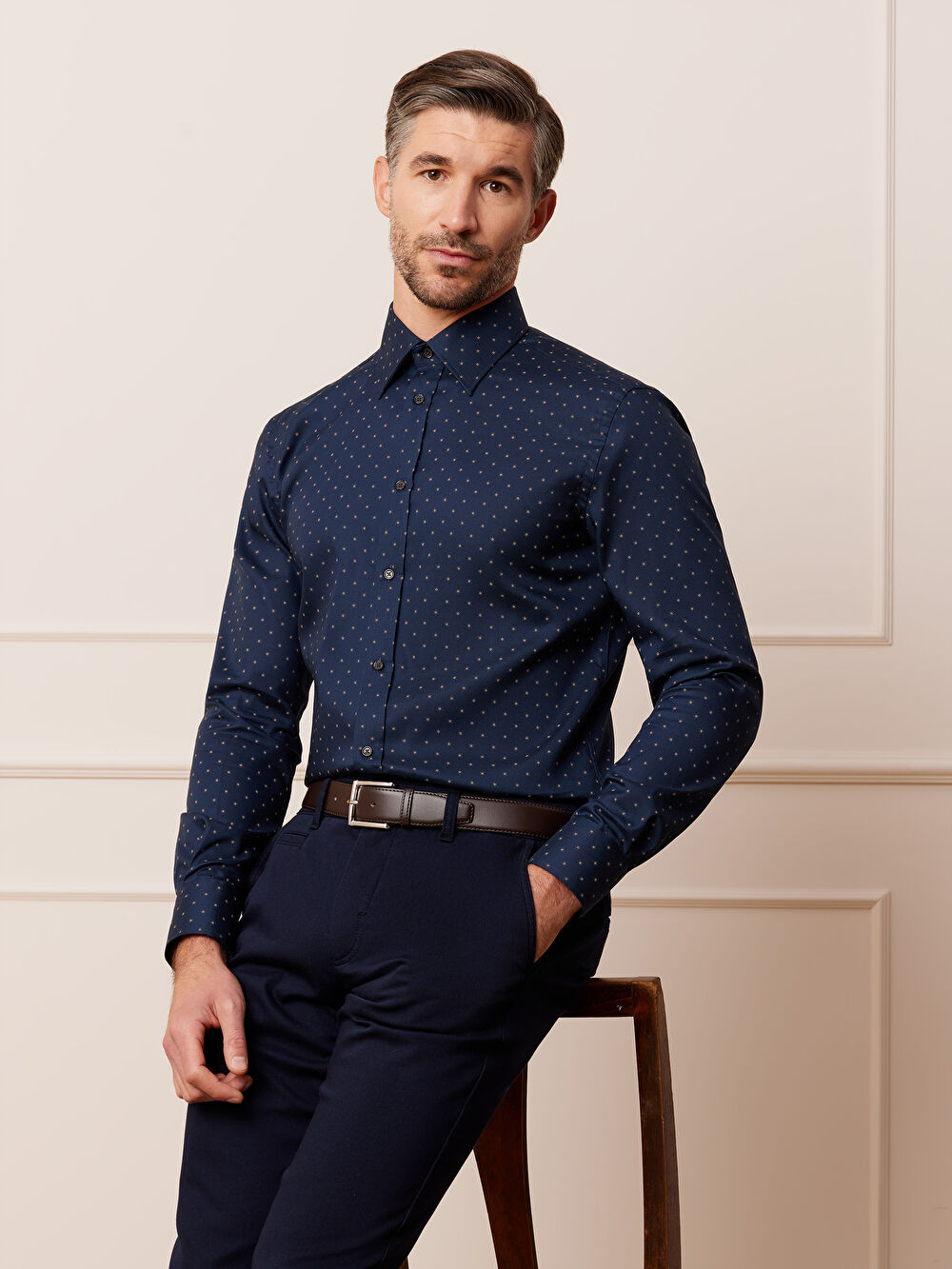 GRANATOWA KOSZULA HAGA DŁUGI RĘKAW - 6