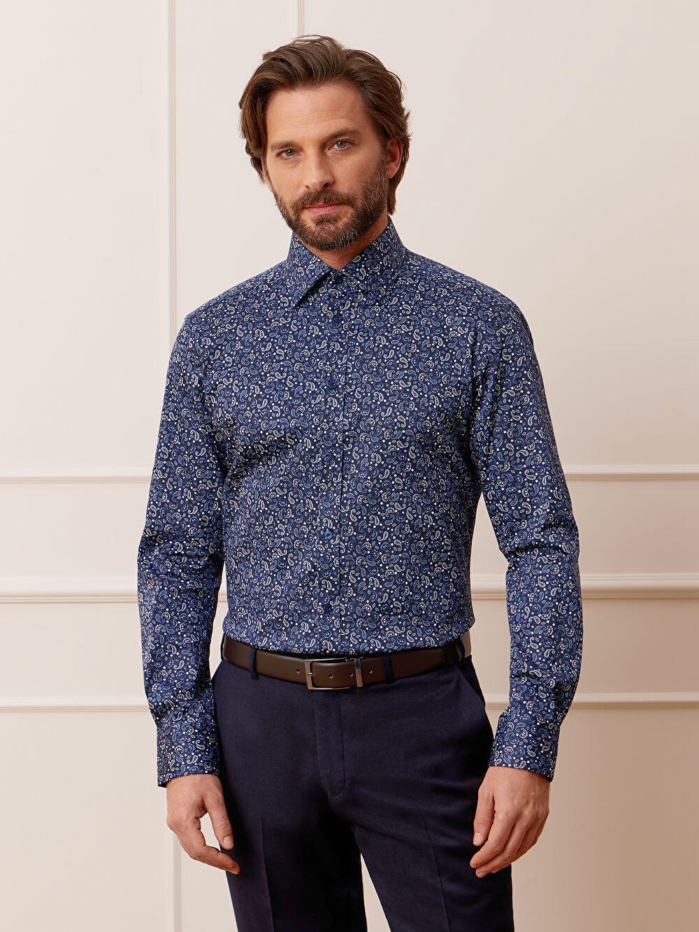 GRANATOWA KOSZULA WINDSOR DŁUGI RĘKAW - 3