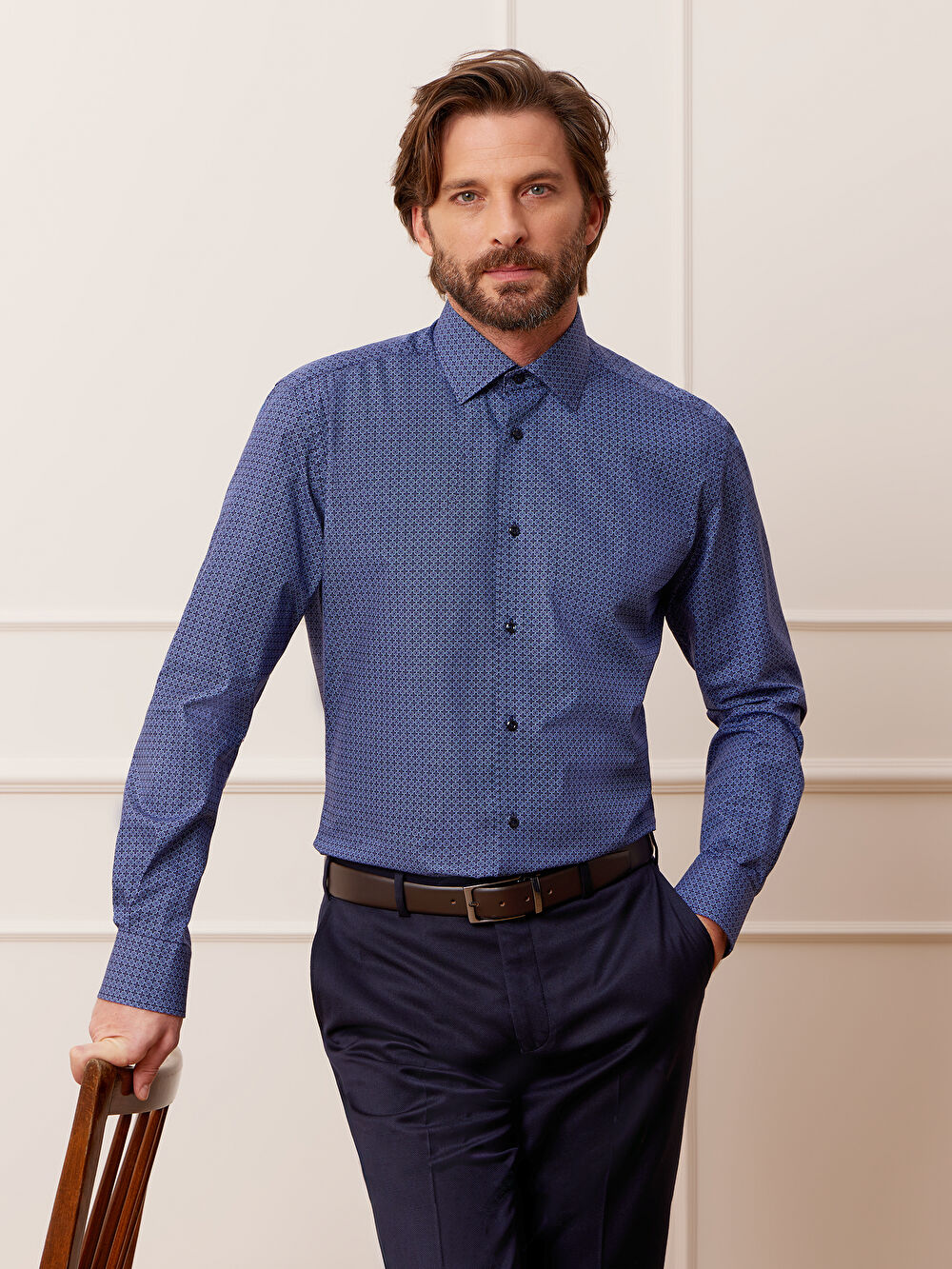 GRANATOWA KOSZULA ROMA DŁUGI RĘKAW