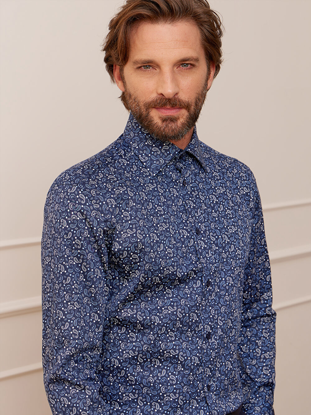 GRANATOWA KOSZULA WINDSOR DŁUGI RĘKAW - 4