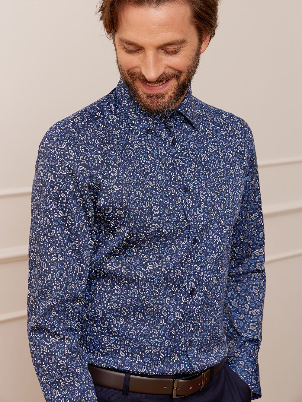 GRANATOWA KOSZULA WINDSOR DŁUGI RĘKAW - 5