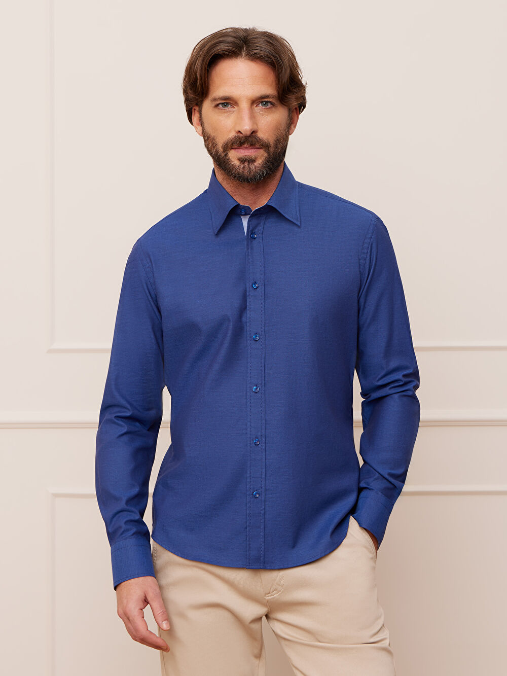 NIEBIESKA KOSZULA CAPRI DŁUGI RĘKAW