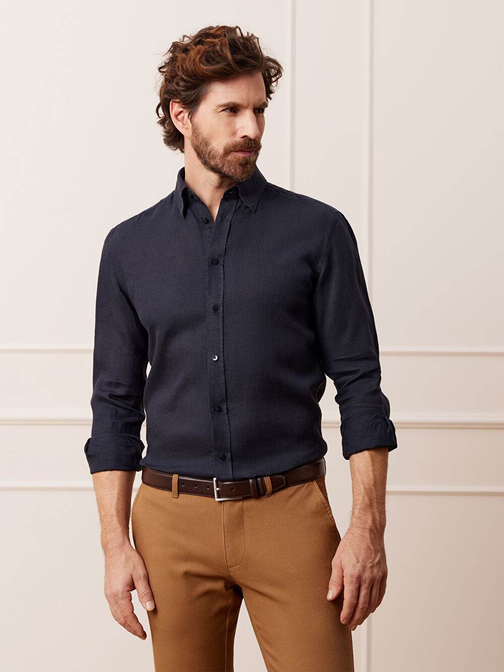 GRANATOWA KOSZULA CAPRI DŁUGI RĘKAW