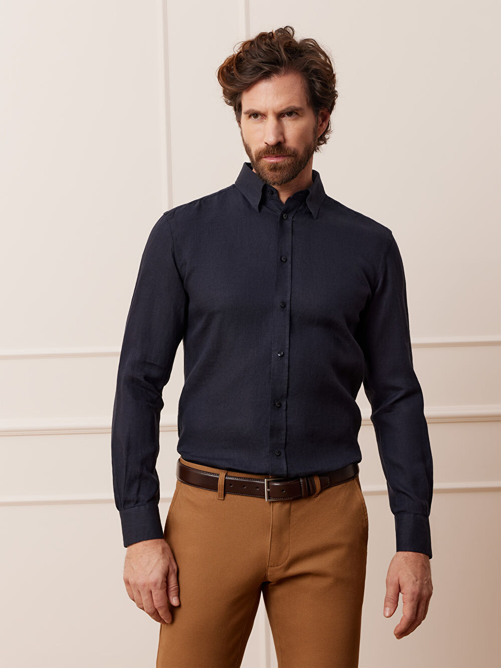 GRANATOWA KOSZULA CAPRI DŁUGI RĘKAW - 2