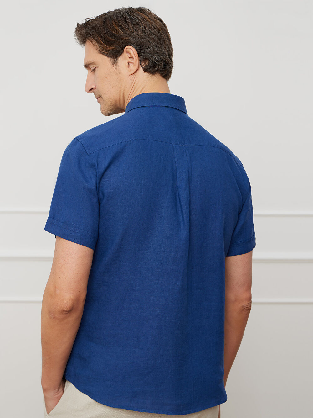 GRANATOWA KOSZULA CAPRI KRÓTKI RĘKAW - 4