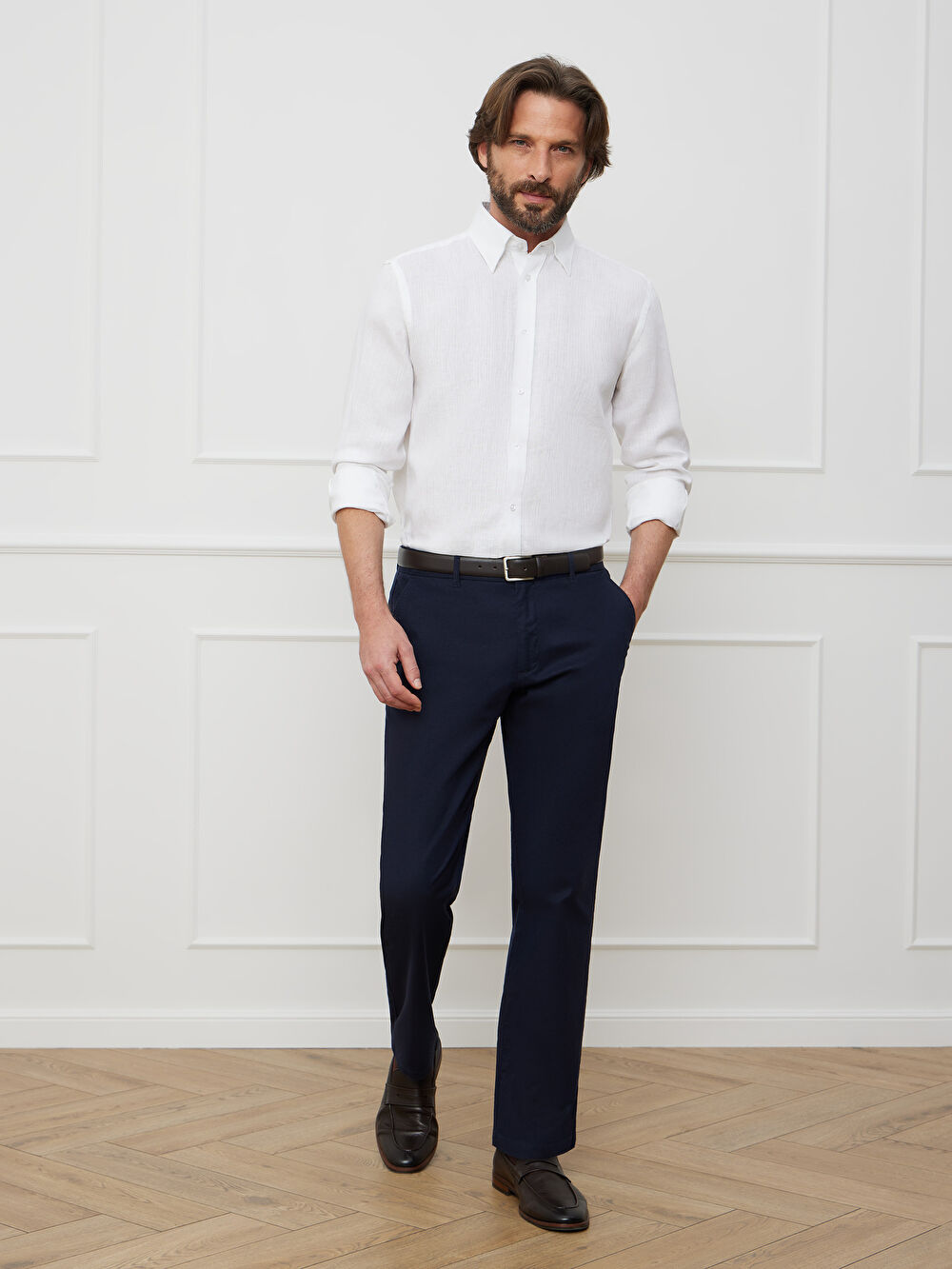 GRANATOWE SPODNIE LESWALT - 4