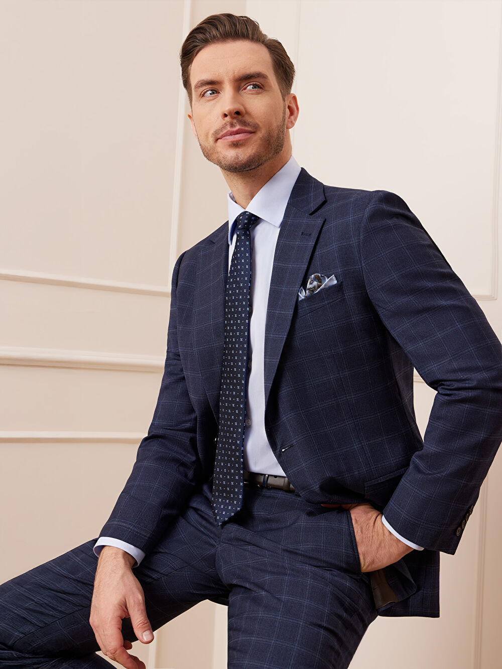 GRANATOWE SPODNIE DO GARNITURU - MIKSUJ I ŁĄCZ