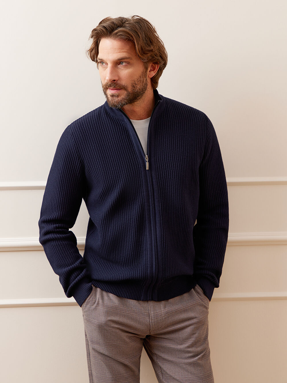 GRANATOWY KARDIGAN HAMRE - 9