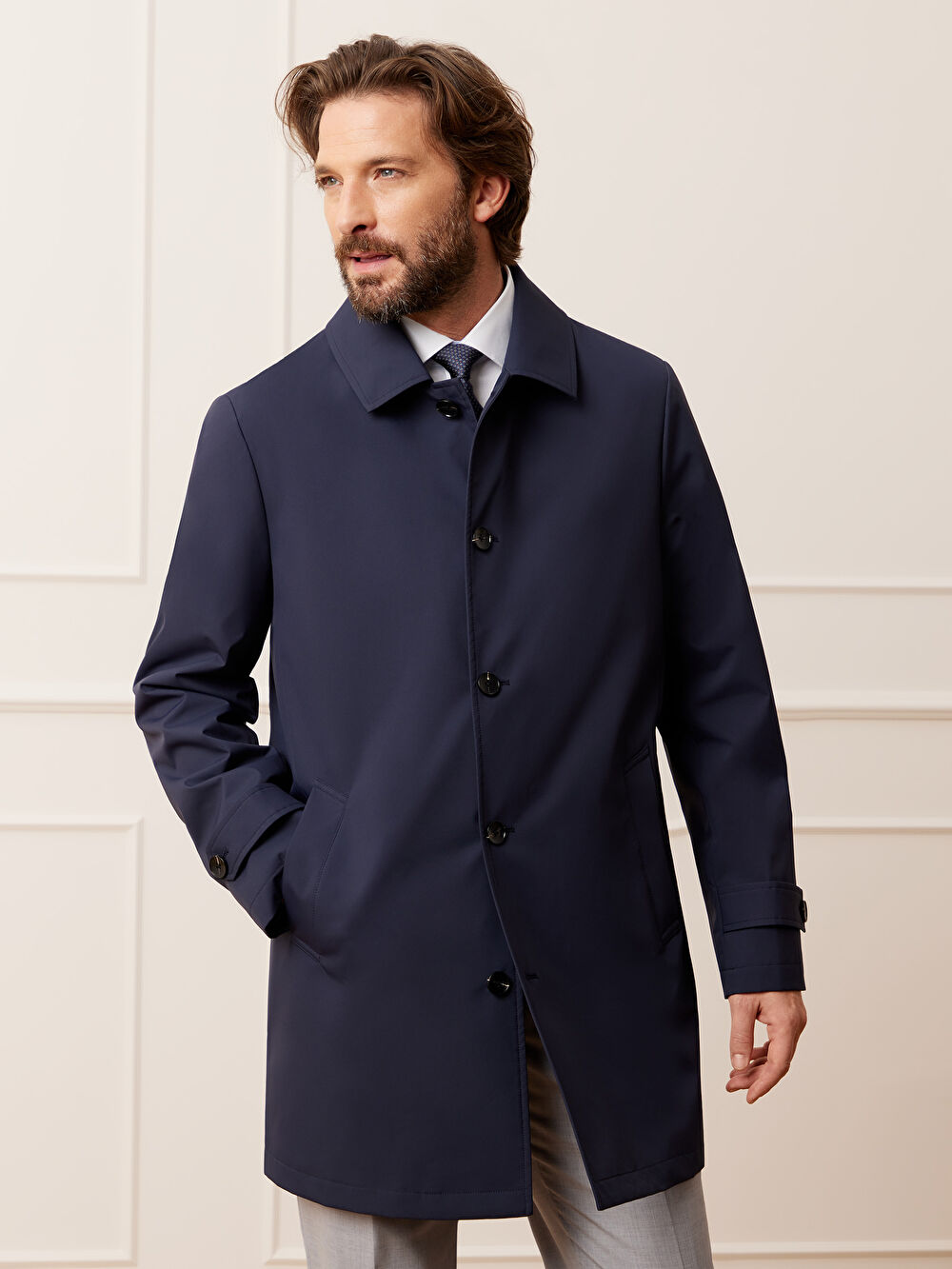 GRANATOWY PŁASZCZ METZ - 8