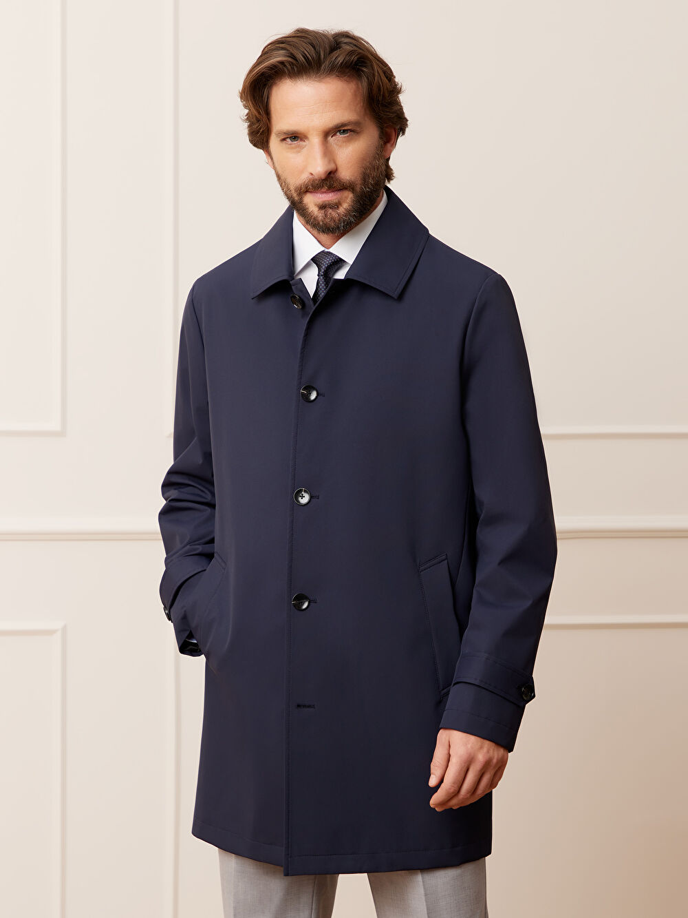 GRANATOWY PŁASZCZ METZ - 4