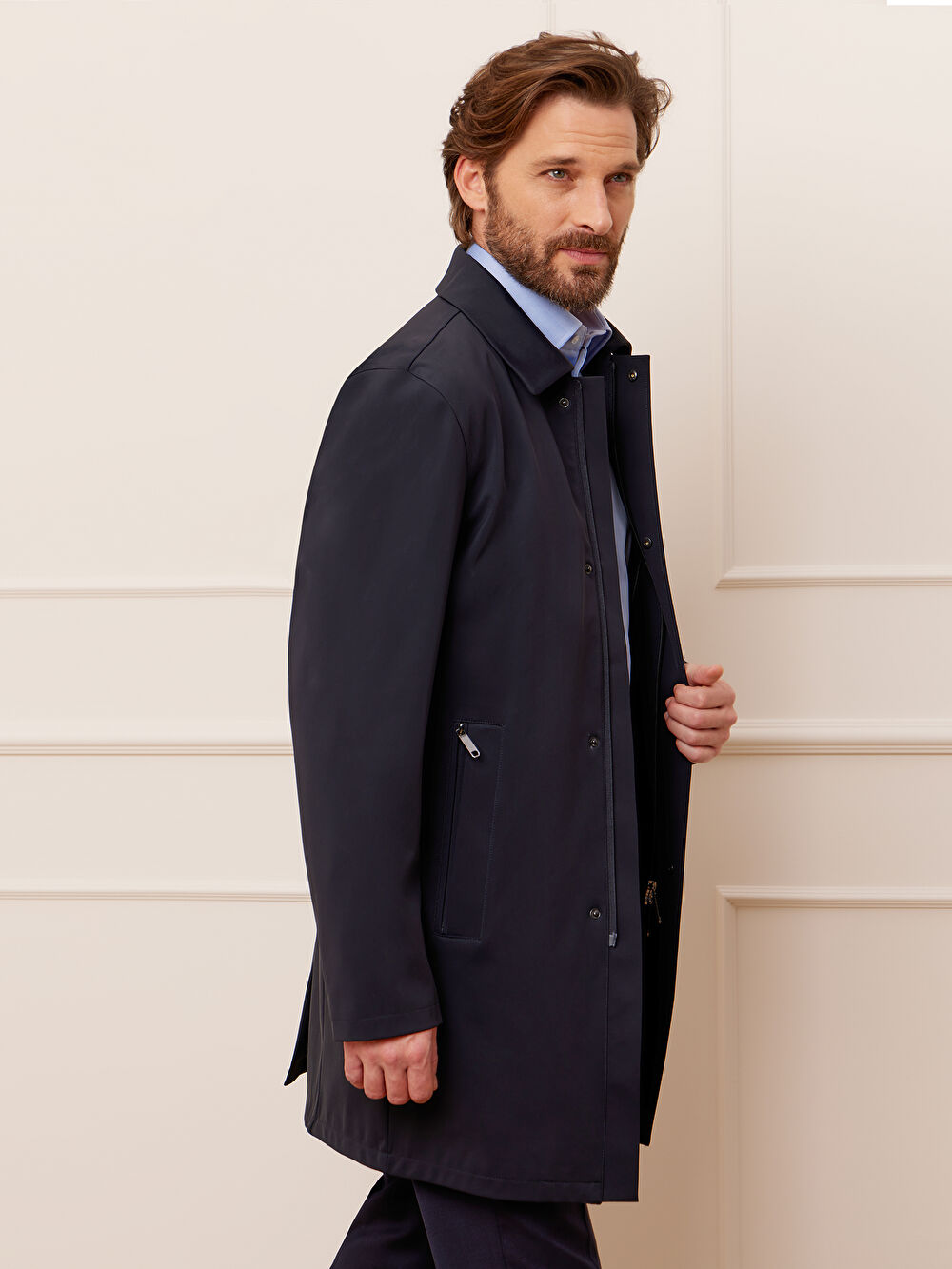 GRANATOWY PŁASZCZ TOMSFORT - 7