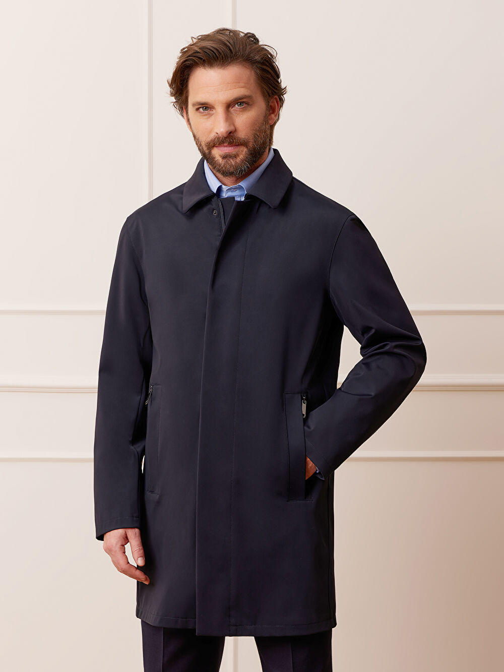 GRANATOWY PŁASZCZ TOMSFORT - 4