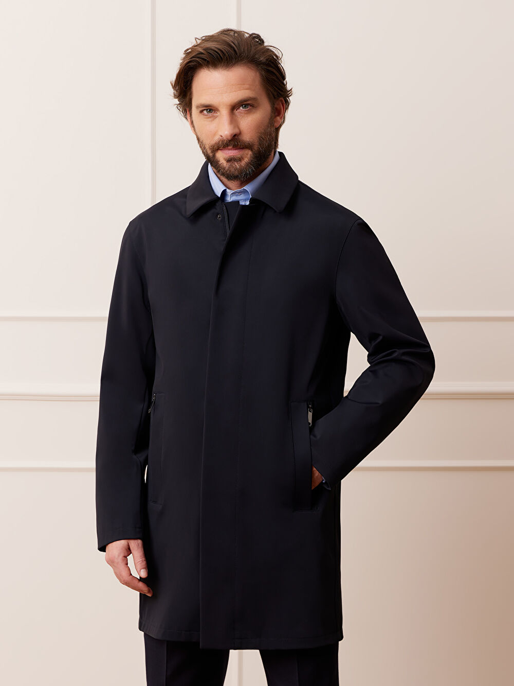 GRANATOWY PŁASZCZ TOMSFORT - 5