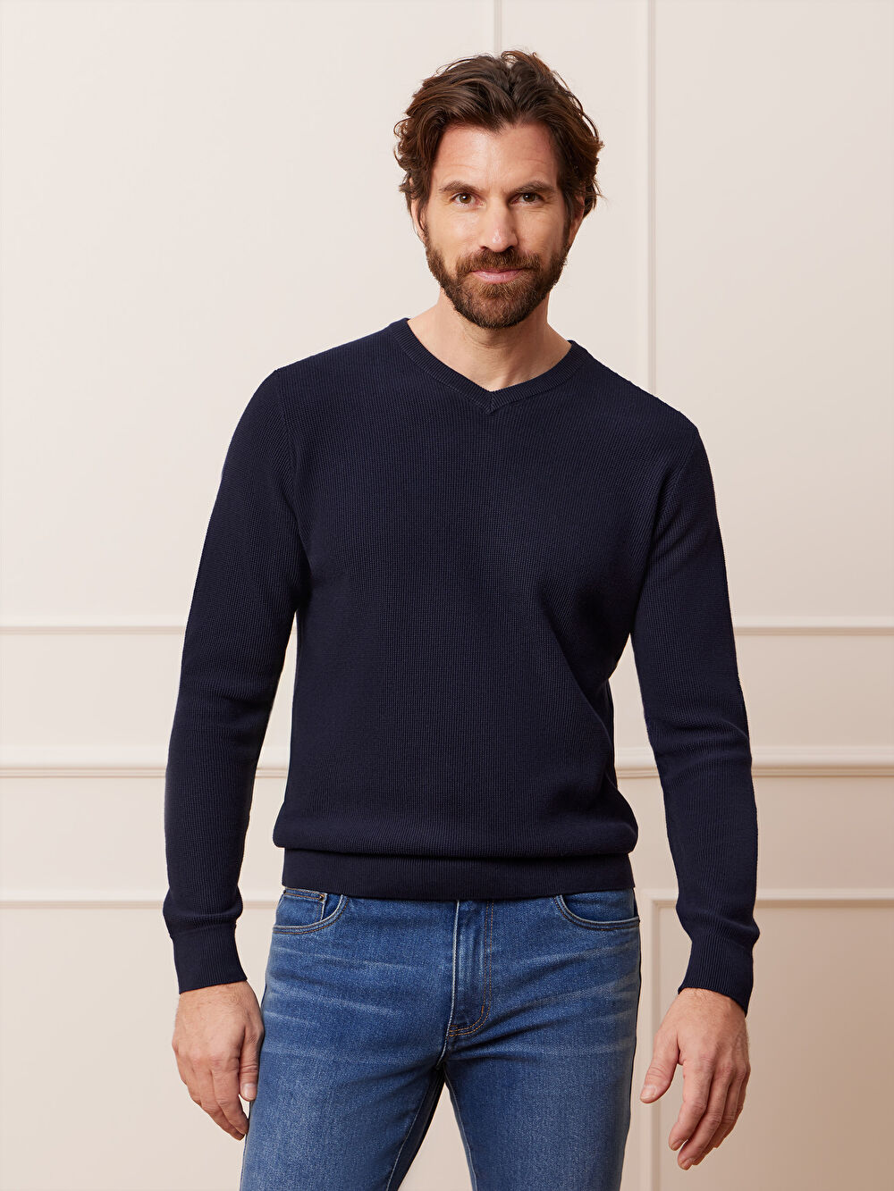 GRANATOWY SWETER BUBLE - 5