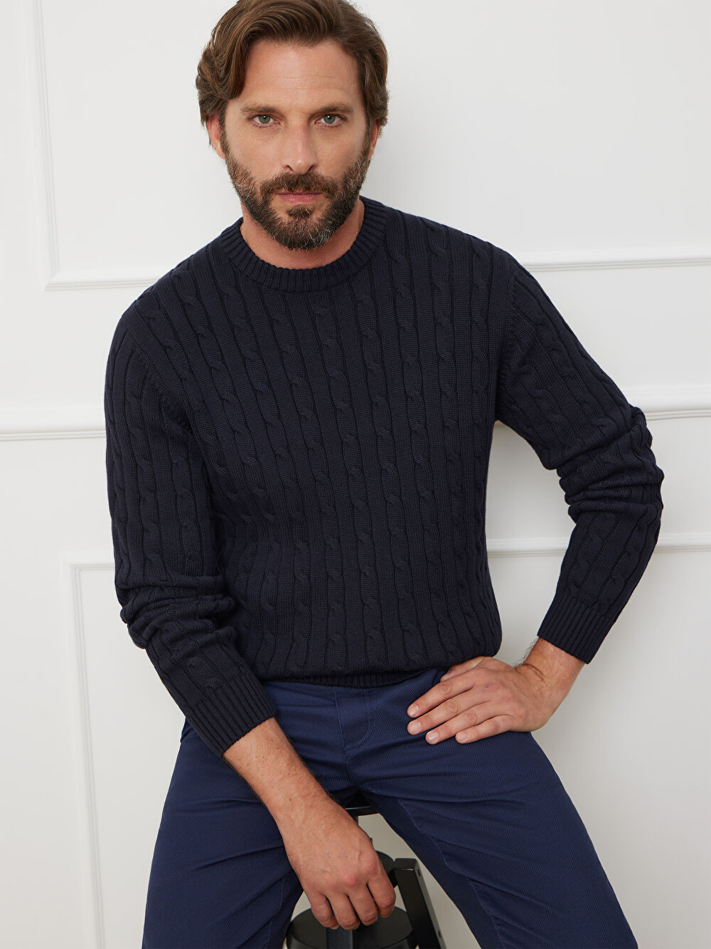 GRANATOWY SWETER CALARO - 5