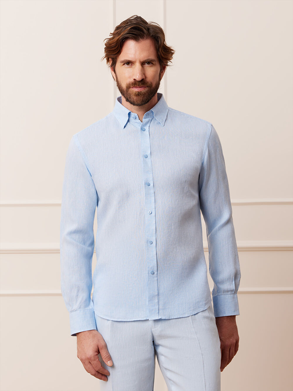 NIEBIESKA KOSZULA CAPRI DŁUGI RĘKAW