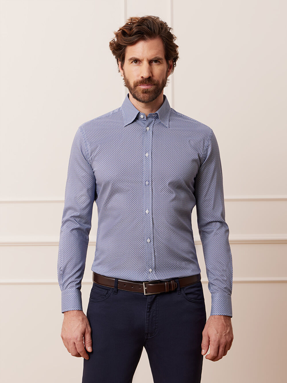 NIEBIESKA KOSZULA CAPRI DŁUGI RĘKAW