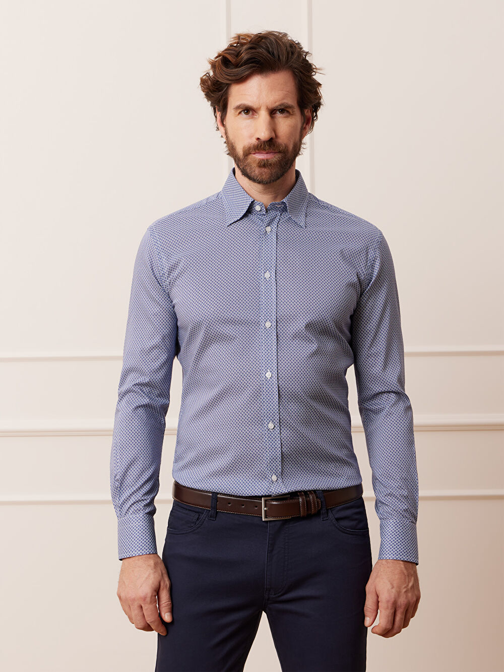 NIEBIESKA KOSZULA CAPRI DŁUGI RĘKAW