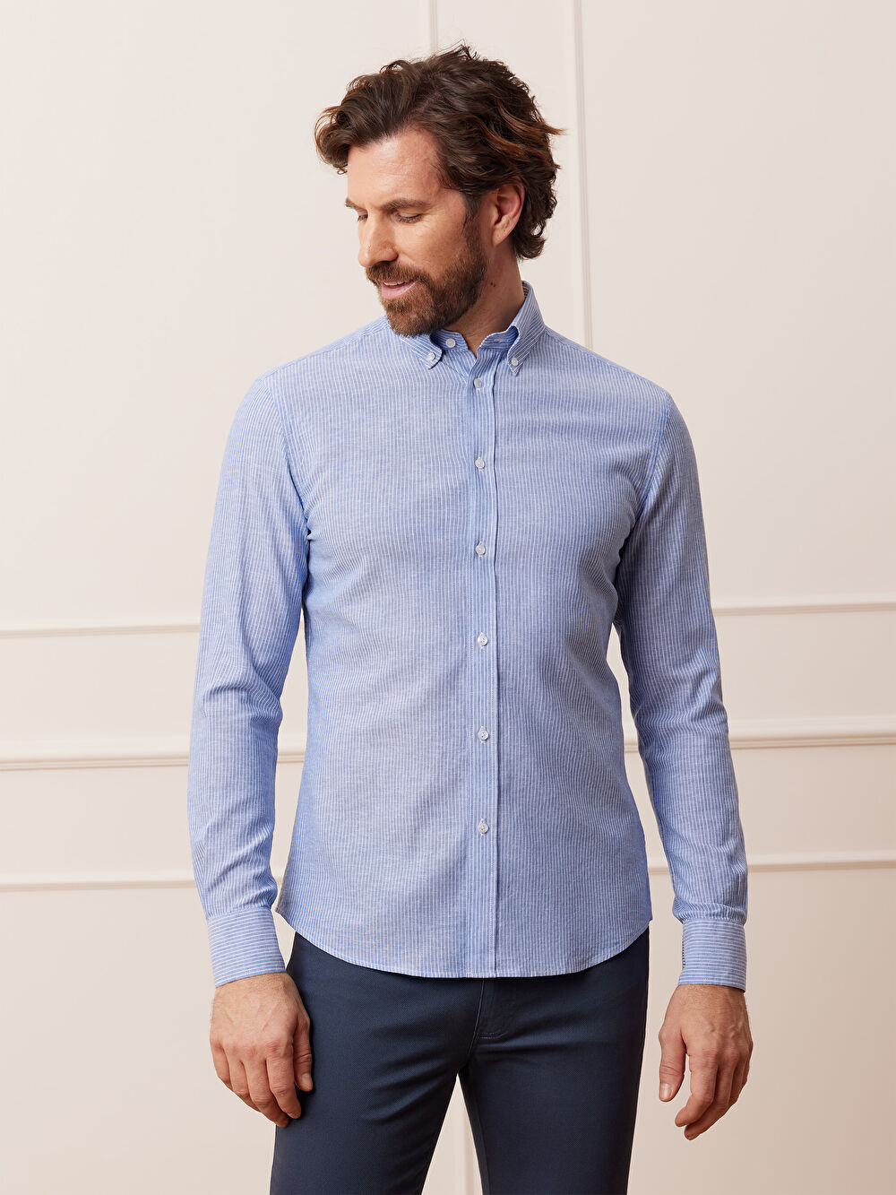 NIEBIESKA KOSZULA MALMO DŁUGI RĘKAW