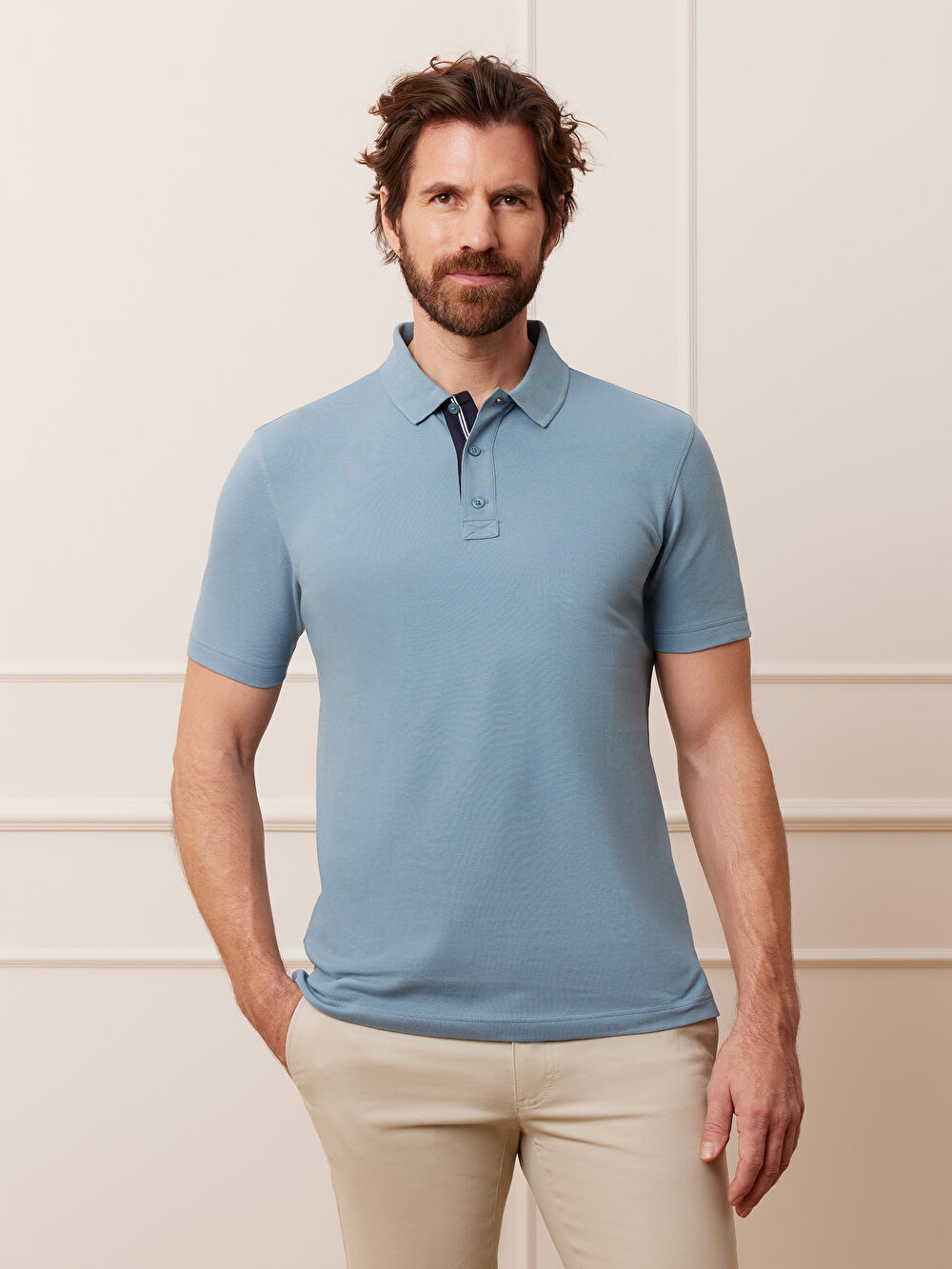 NIEBIESKIE KLASYCZNE POLO RAMSEY