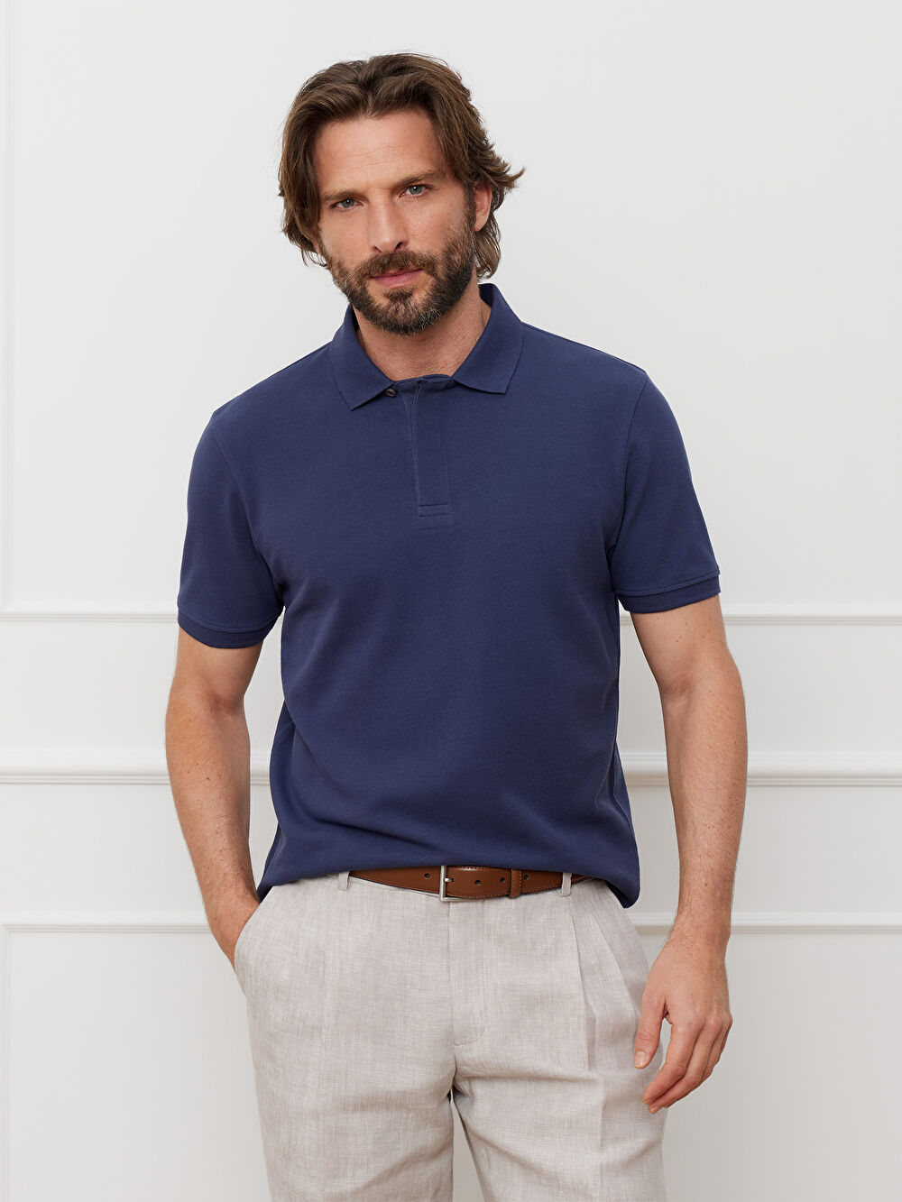 NIEBIESKIE KLASYCZNE POLO FISHLAM