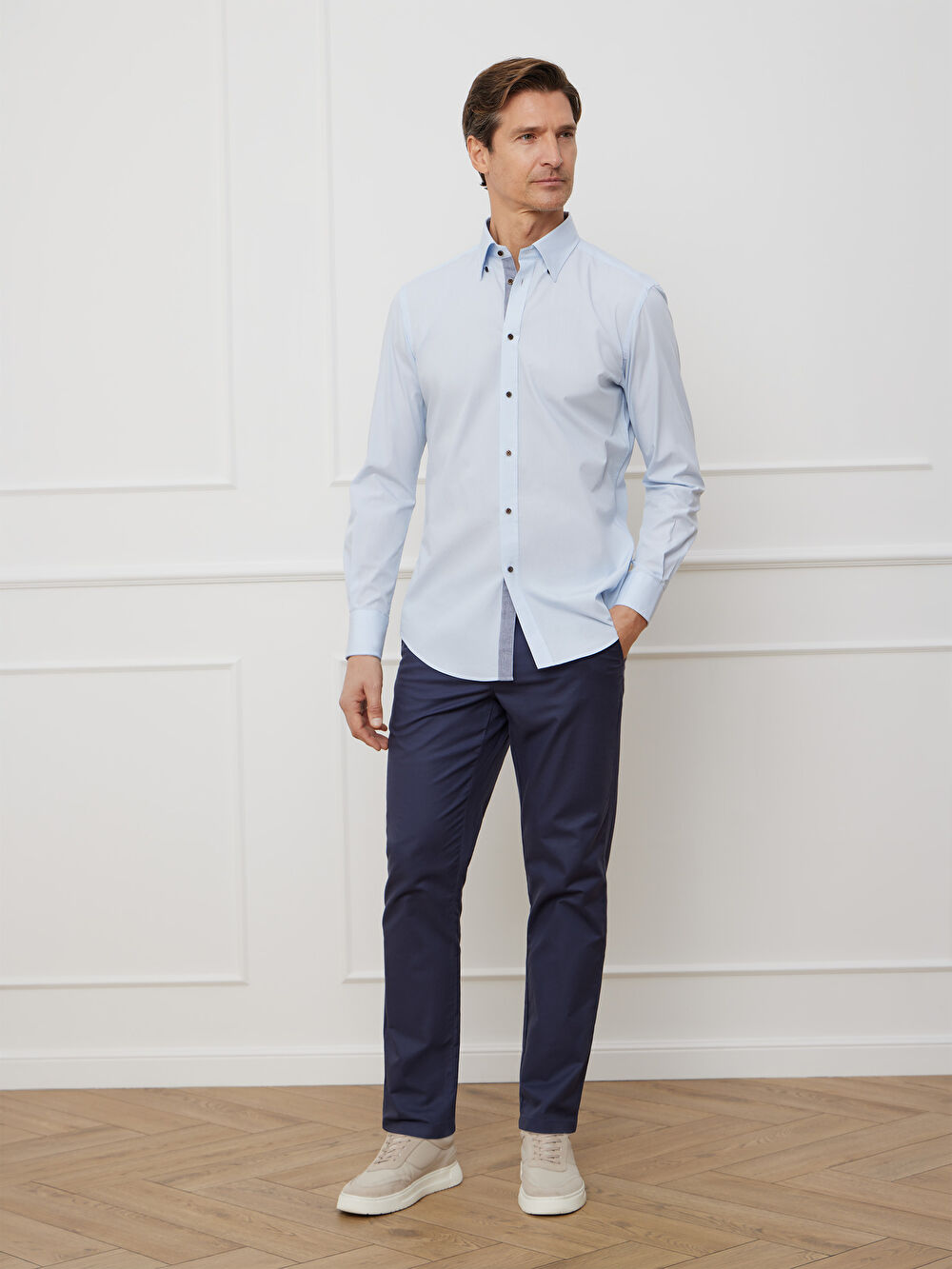 NIEBIESKIE SPODNIE LESWALT - 5