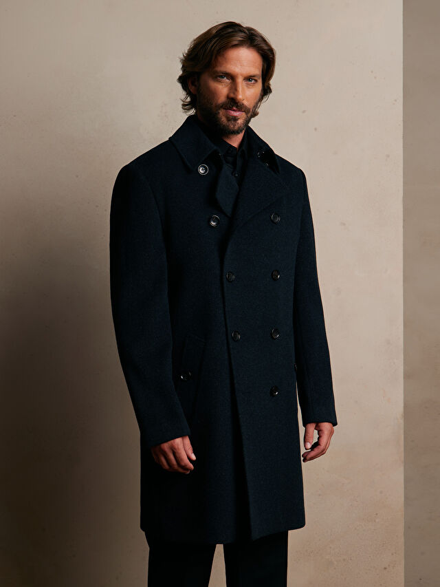 DWURZĘDOWY WEŁNIANY PŁASZCZ Z DODATKIEM KASZMIRU