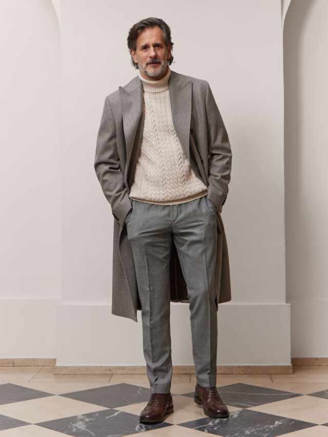 BEŻOWY DWURZĘDOWY PŁASZCZ