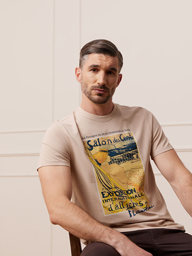 BEŻOWY T-SHIRT LAUTREC