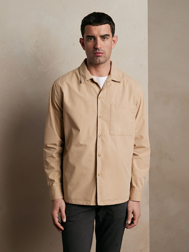 BEŻOWA KOSZULA DŁUGI RĘKAW