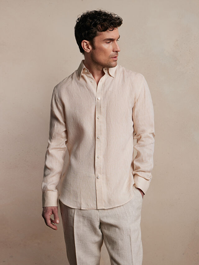 BEŻOWA KOSZULA DŁUGI RĘKAW